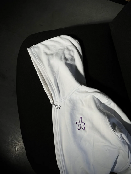 FLOR FANTASTY FLOWER ZIP UP WHITE
