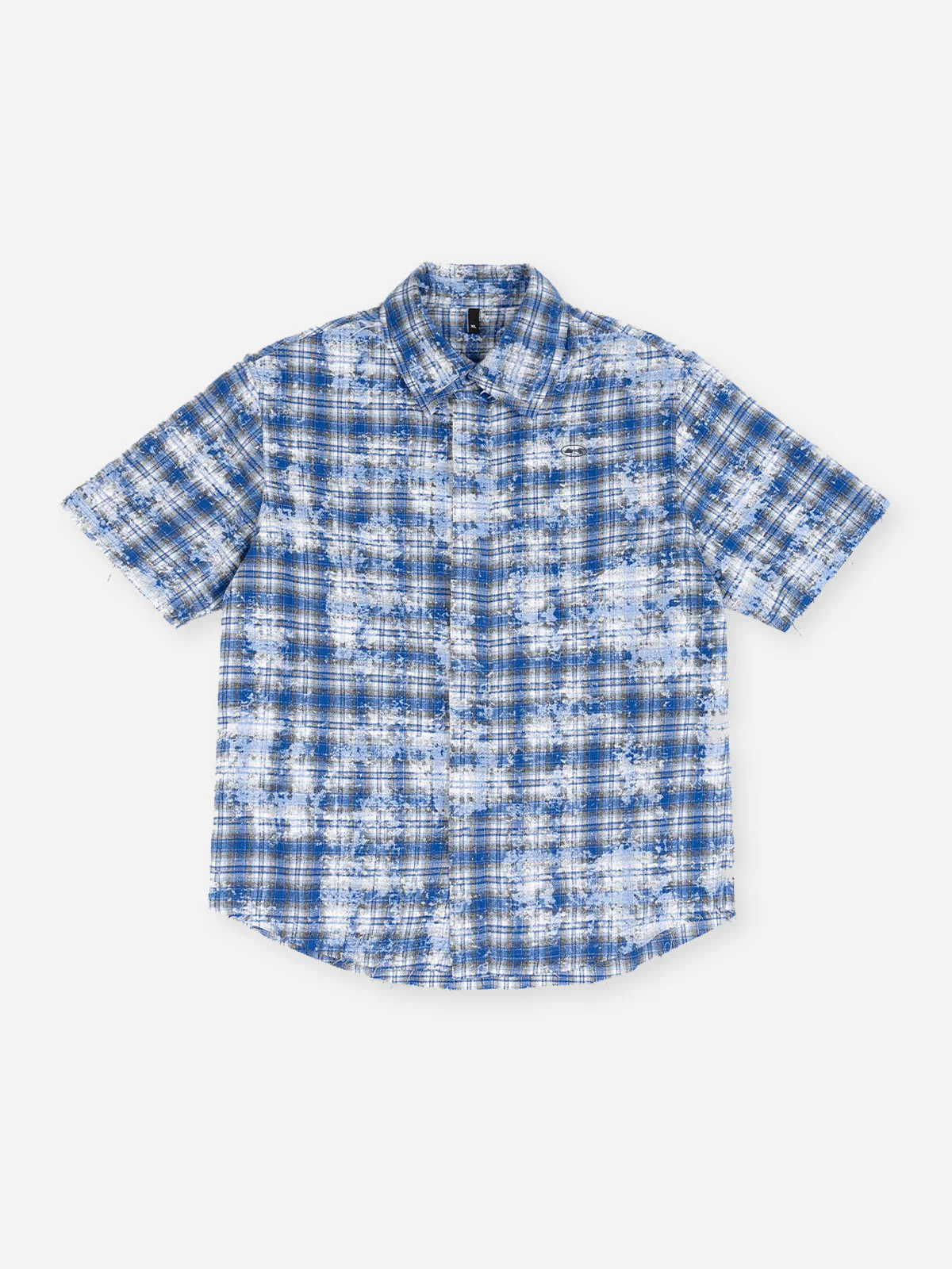 FRAYED PLAID SHIRT BLUE
