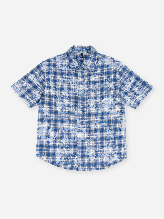 FRAYED PLAID SHIRT BLUE