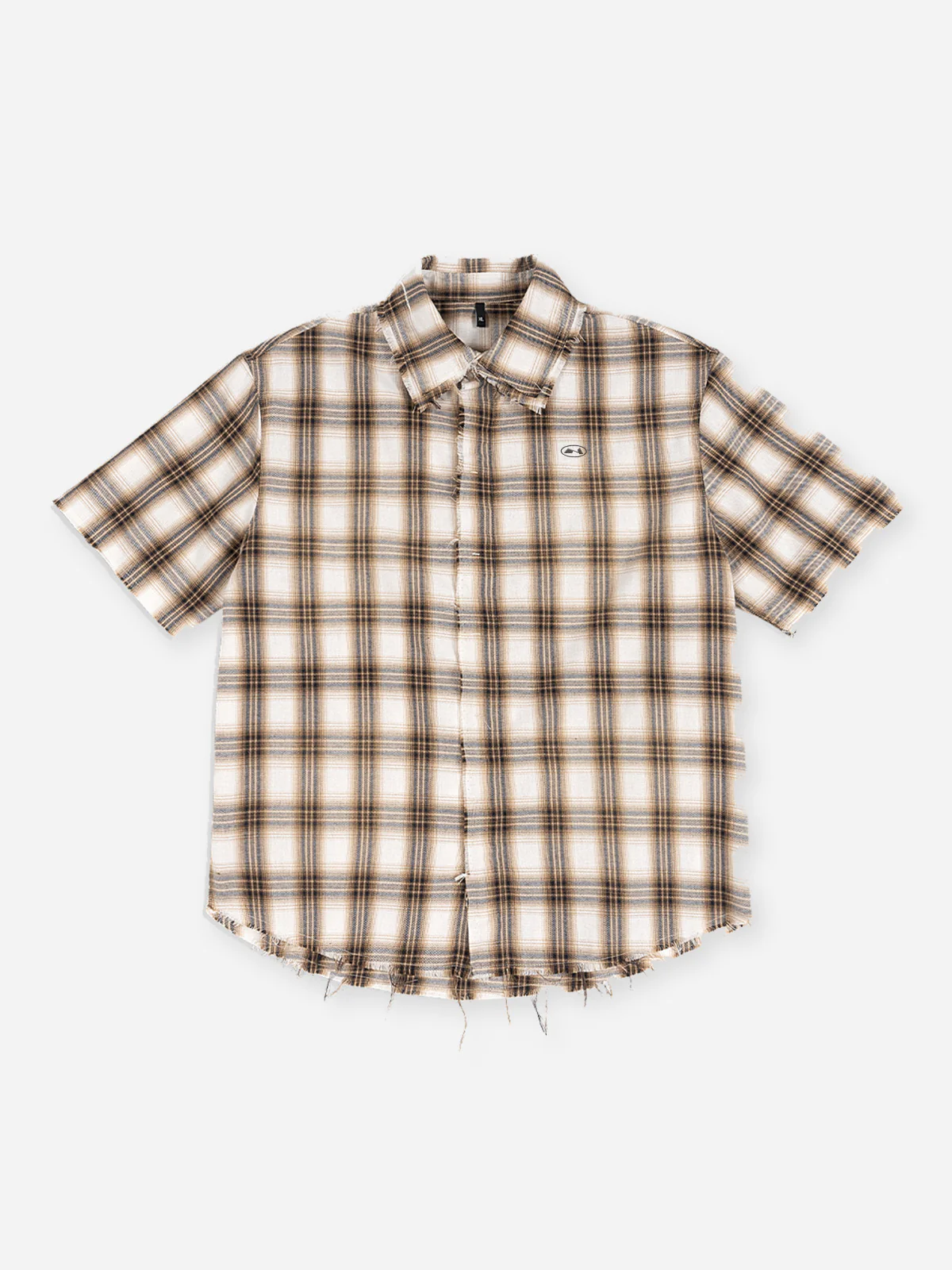 FRAYED PLAID SHIRT BROWN