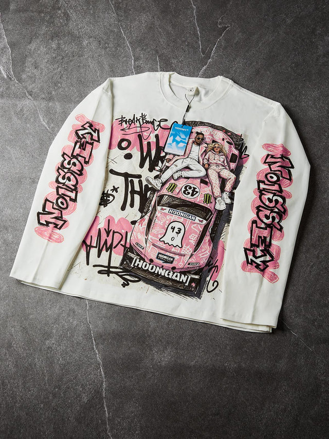 PINK HOONIGAN GRAFITI LONGSLEEVE WHITE