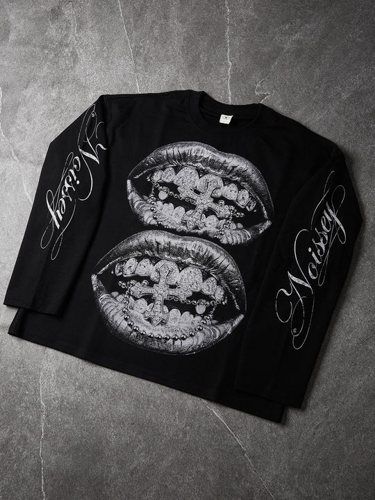 SILVER METALLIC LIPS LONGSLEEVE