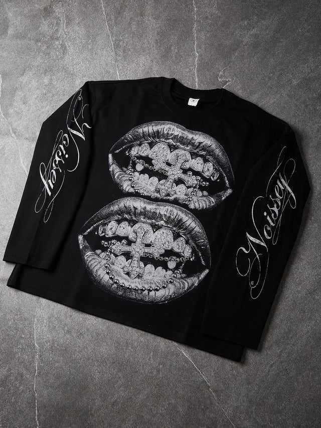 SILVER METALLIC LIPS LONGSLEEVE