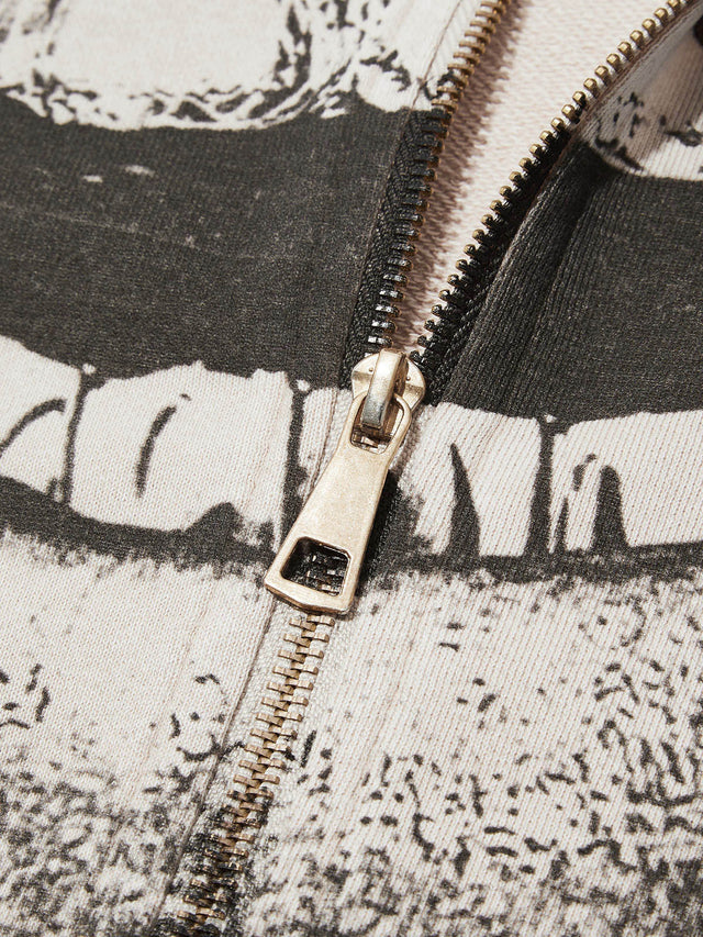 BLACK AND WHTIE LIPS ZIPPER BEIGE