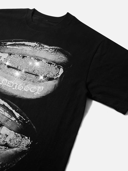 GLITTERING DIAMOND GRILLS T-SHIRT BLACK
