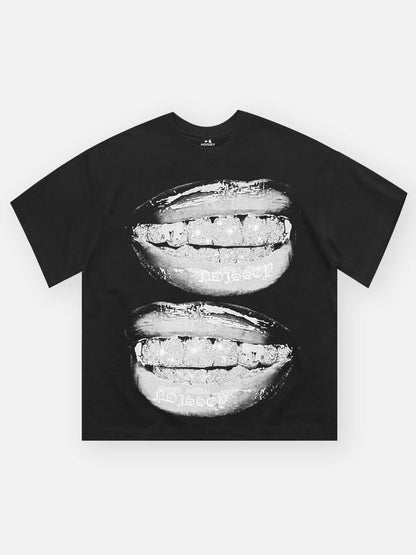 GLITTERING DIAMOND GRILLS T-SHIRT BLACK