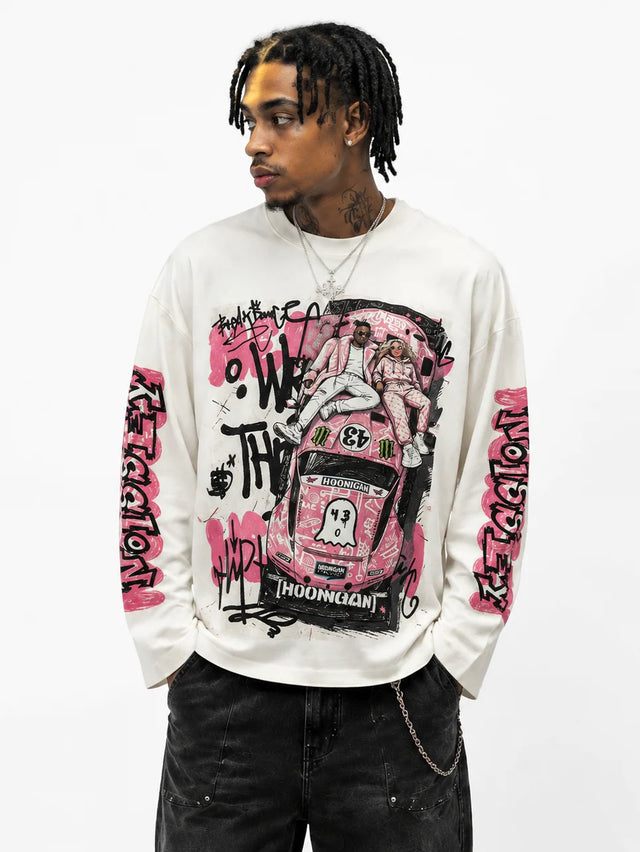 PINK HOONIGAN GRAFITI LONGSLEEVE WHITE