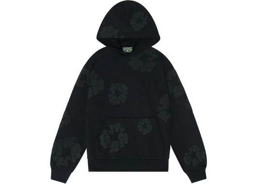 DENIM TEARS THE COTTON WREATH HOODIE BLACK MONOCHROME