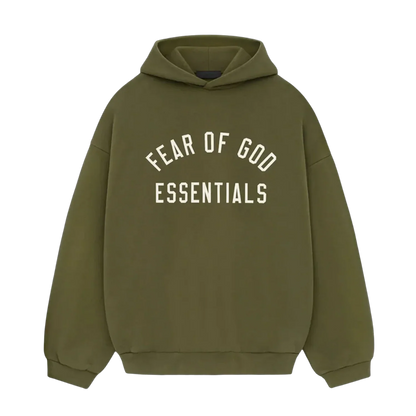 FEAR OF GOD ESSENTIALS FLEECE HOODIE MILITARY GREEN