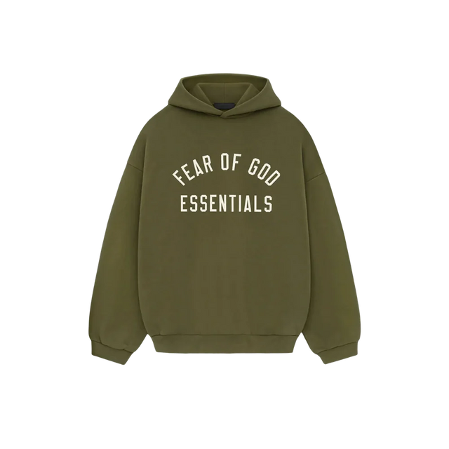 FEAR OF GOD ESSENTIALS FLEECE HOODIE MILITARY GREEN