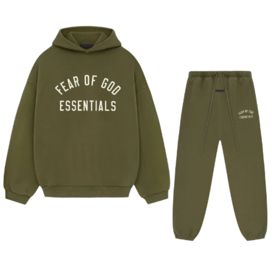 FEAR OF GOD ESSENTIALS MILITARY GREEN FULL SET