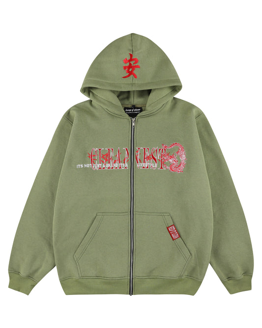 KEEP IT CLEAN TATSU DRAGON ZIPPER OLIVE
