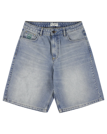 KEEP IT CLEAN LOOSE SHORT BLUE EMBROIDED