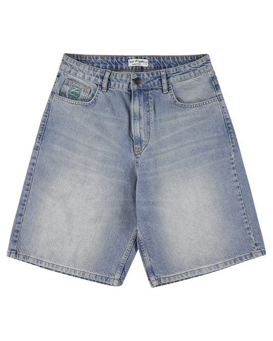 KEEP IT CLEAN LOOSE SHORT BLUE EMBROIDED