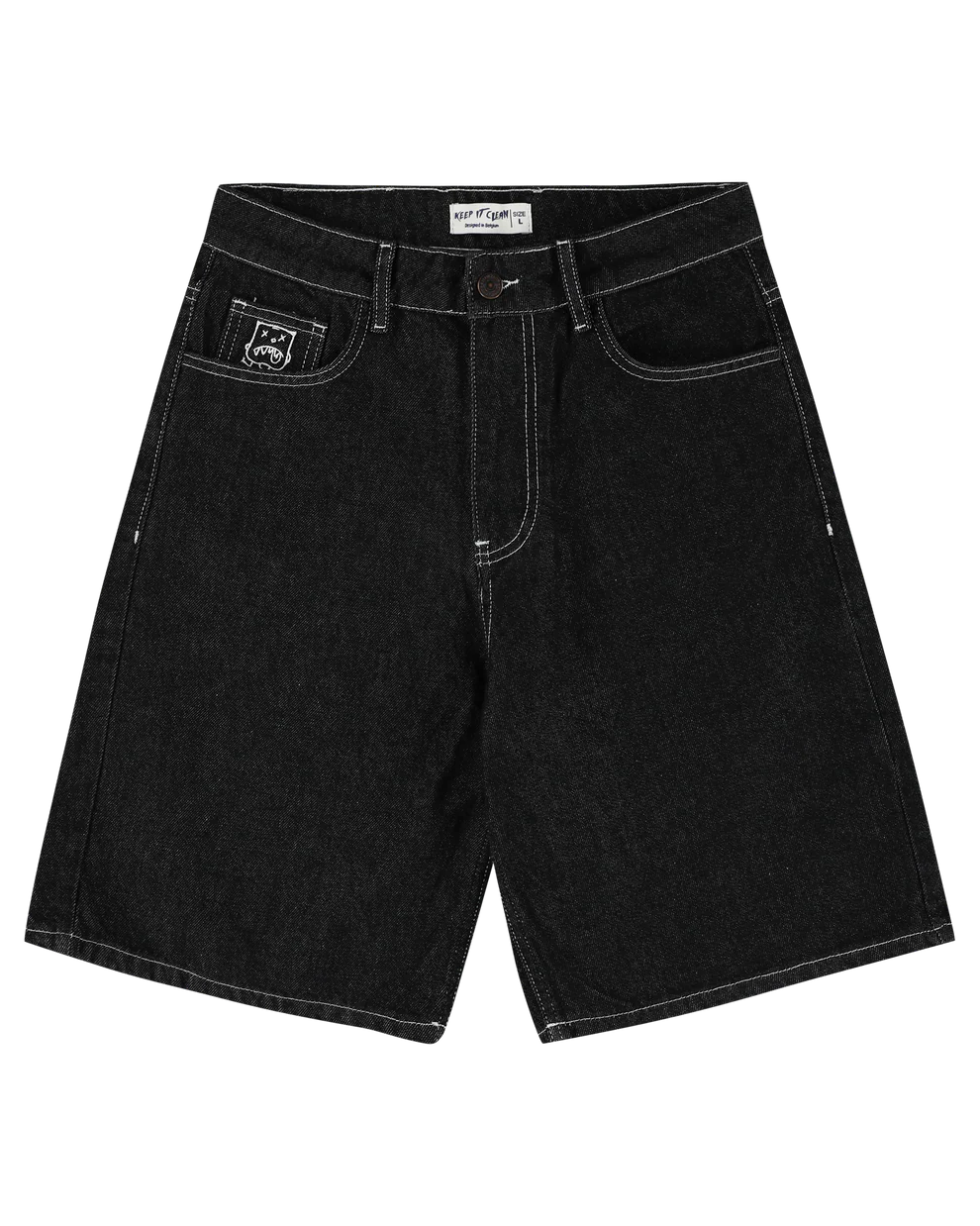KEEP IT CLEAN LOOSE SHORT BLACK EMBROIDED