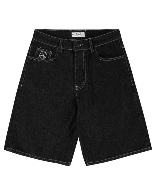 KEEP IT CLEAN LOOSE SHORT BLACK EMBROIDED