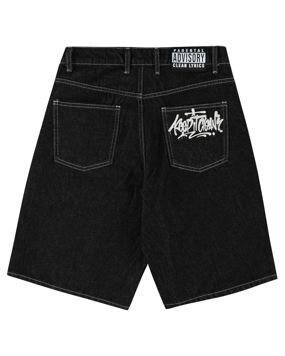 KEEP IT CLEAN LOOSE SHORT BLACK EMBROIDED