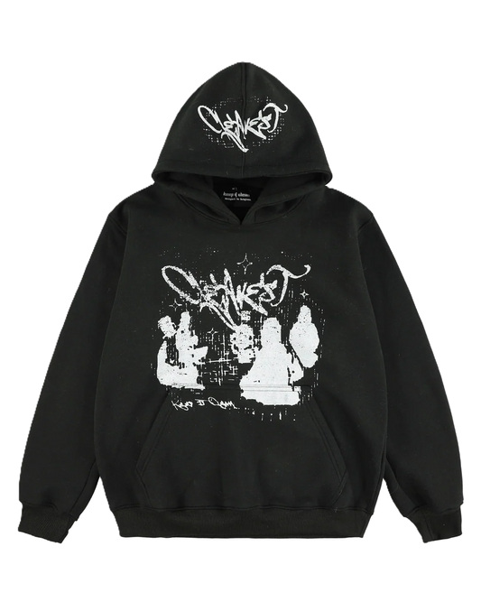 KEEP IT CLEAN GRUNGE HOODIE BLACK