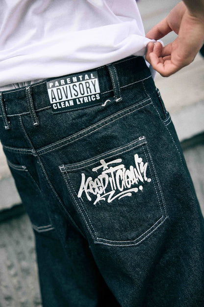 KEEP IT CLEAN LOOSE SHORT BLACK EMBROIDED