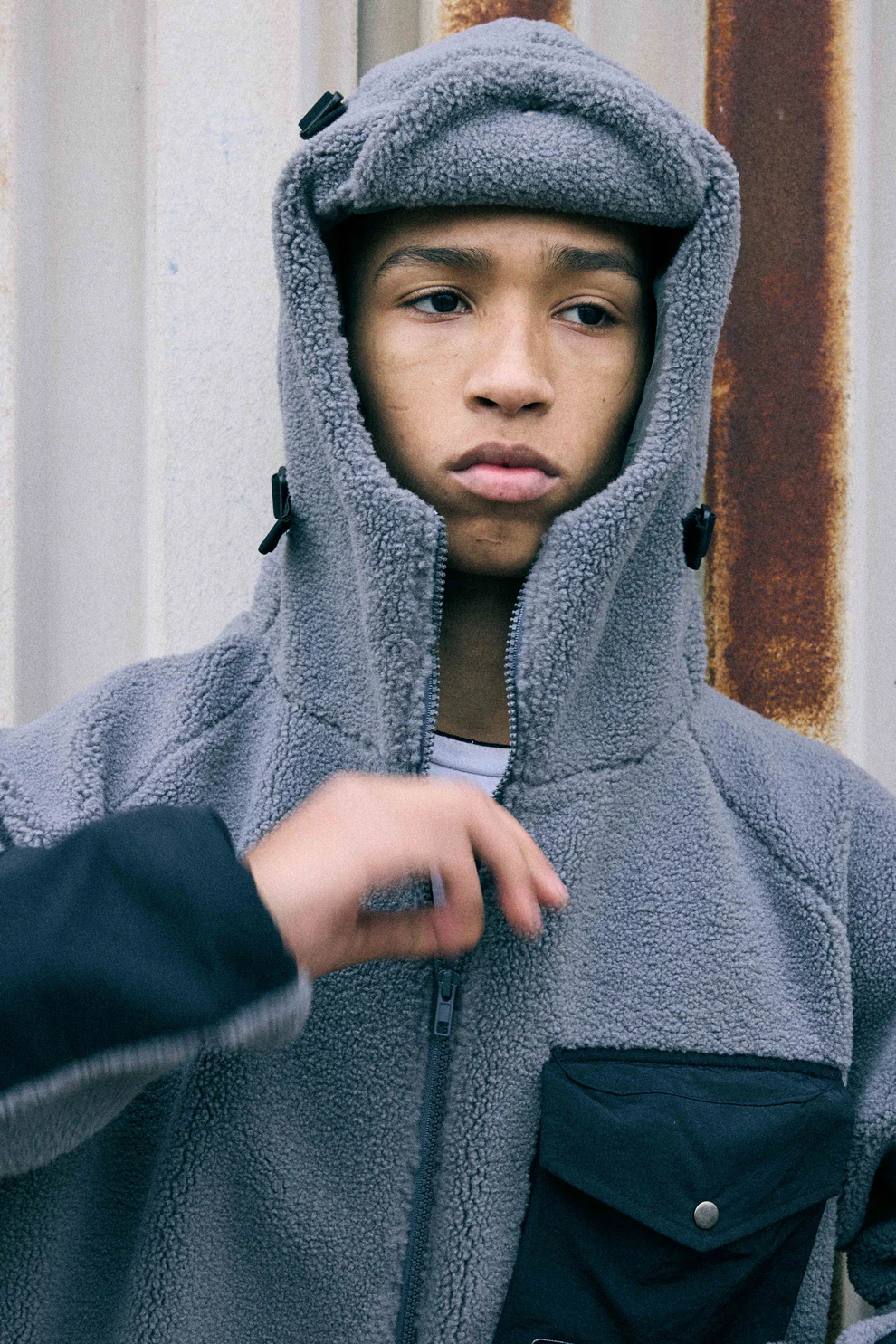 KEEP IT CLEAN SHERPA JACKET ASH GREY