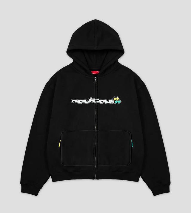 NEUFDEUX MELT ZIP HOODIE BLACK