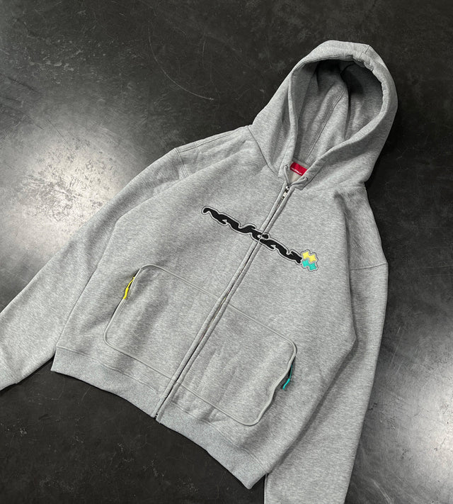 NEUFDEUX MELT ZIP HOODIE GREY