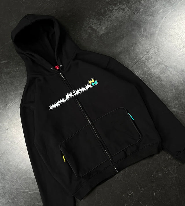 NEUFDEUX MELT ZIP HOODIE BLACK