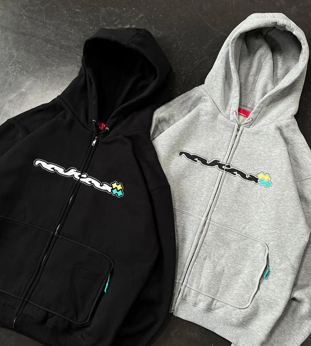 NEUFDEUX MELT ZIP HOODIE BLACK