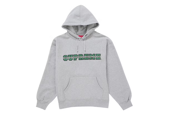 SUPREME COLLEGIATE ACRONYM HOODIE GREY