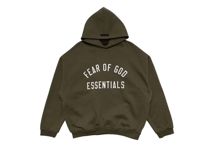 FEAR OF GOD ESSENTIALS FLEECE HOODIE MILITARY