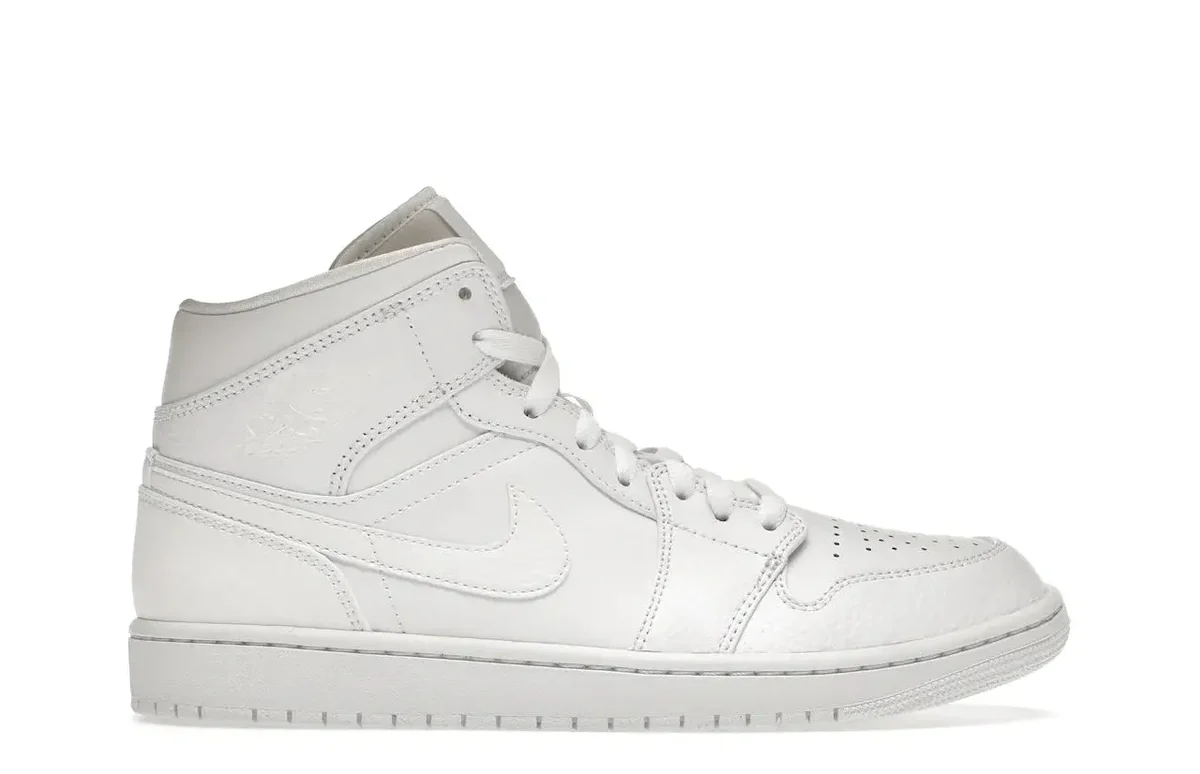 JORDAN 1 MID TRIPLE WHITE