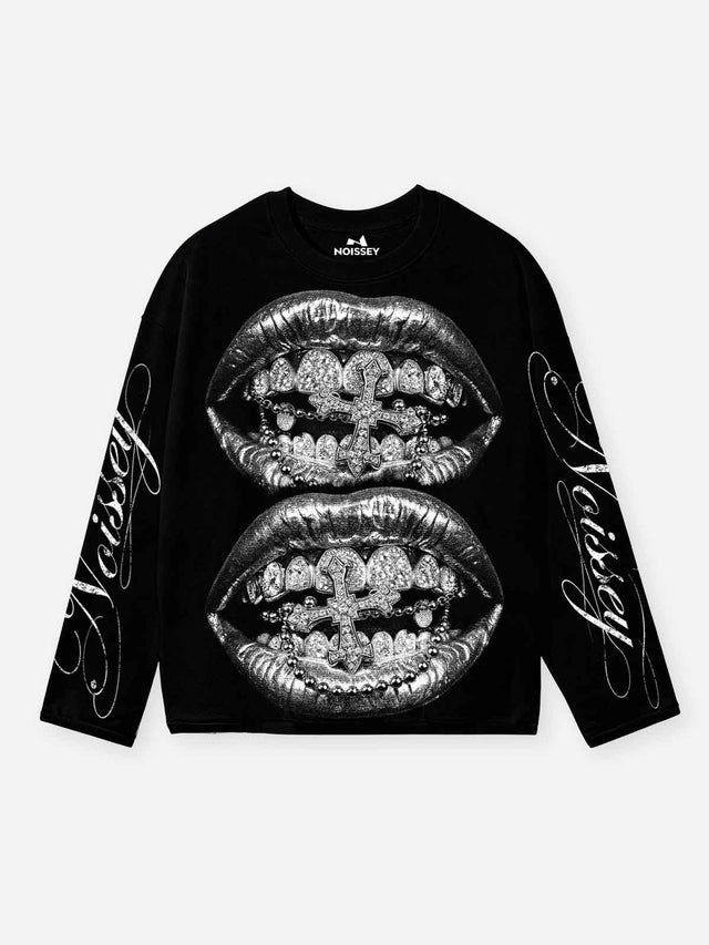 SILVER METALLIC LIPS LONGSLEEVE